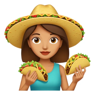 woman holding taco sticker