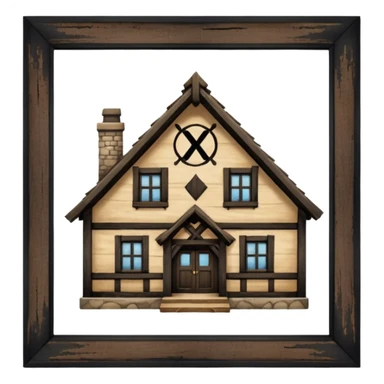 an inn with a big X on it sticker