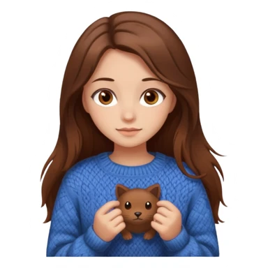 Cozy girl with long brown hair and brown eyes sticker