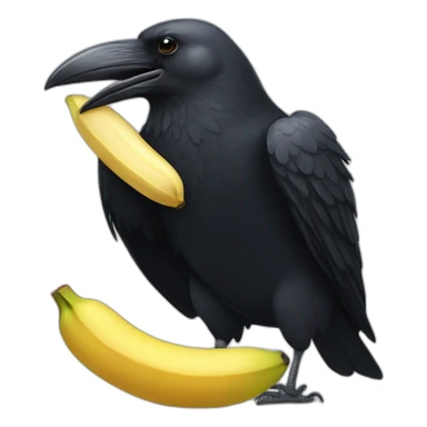 crow eating a banana like a cartoon sticker