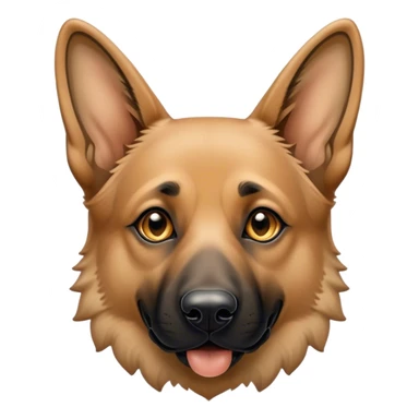 Cinematic German Shepherd Portrait Emoji, Noble and commanding, strong tan and black tones, Simplified yet powerful features, highly detailed, glowing with a bold, confident glow, high shine, loyal and protective, stylized with an air of authority, poised and alert, soft glowing outline, capturing the essence of intelligence and strength, so powerful it feels as though it could spring into action right off the screen! sticker