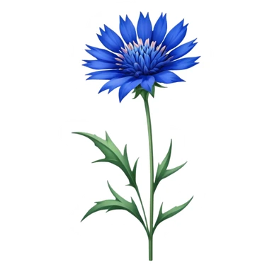 single blue Cornflower, straight stem sticker