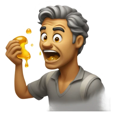 Man throwing up honey sticker