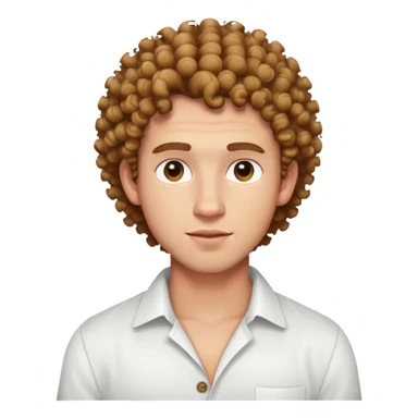 curly-haired guy with light skin in white shirt with unbuttoned top buttons sticker