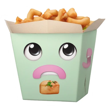 Pastel colors Chinese food takeout box with kawaii eyes  sticker