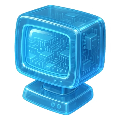 digital monitor with blue LED glow, modern tech look sticker