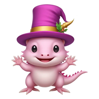 white axolotl with magician hat sticker