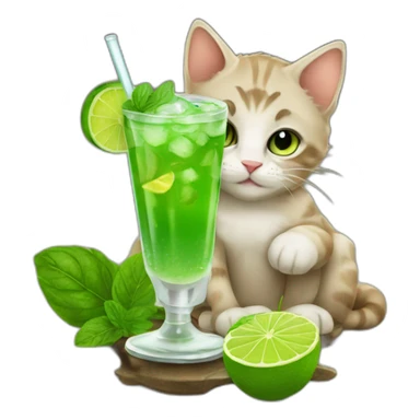 baby sherlock holmes cat drinking mojito sticker