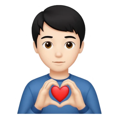 Un garçon beau qui fait un cœur avec des cheveux noir  sticker