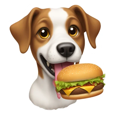Dog eating burger sticker