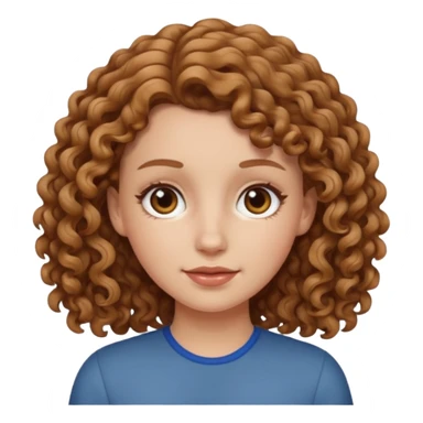 white girl with light brown curly hair, iOS 18 emoji style sticker