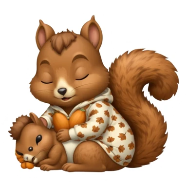 squirrel in acorn pajama suit snoring sticker