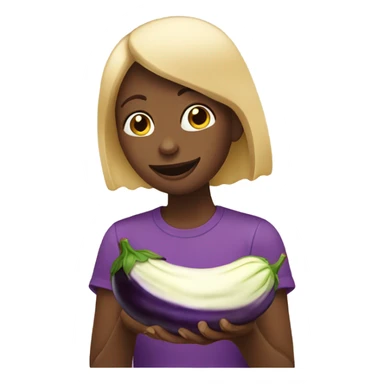 Girl eating egg plant sticker