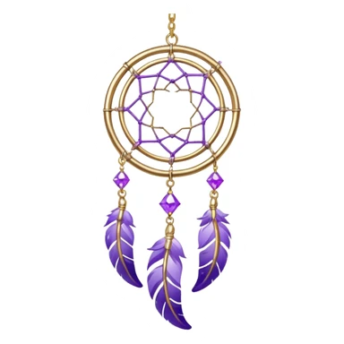 Aesthetic shiny sparkly violet crescent hanging from gold chain dreamcatcher-suncatcher hanging lilac crystals decoration  sticker