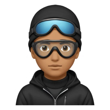 skier with black goggles hoodie and face mask looking stylish like an underground rapper sticker