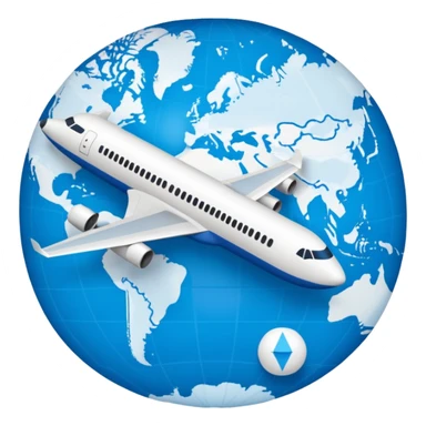 emoji de viaje, algo como un avion dandole la vuelta al mundo o dirigiendose a un destino en un mapa sticker