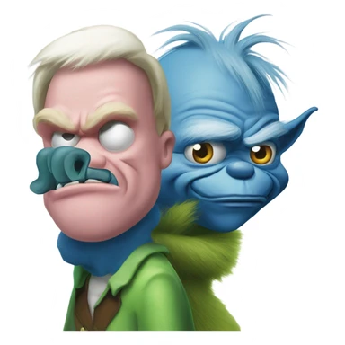 The grinch but he is blue and a pig man stand menacing like MIB sticker