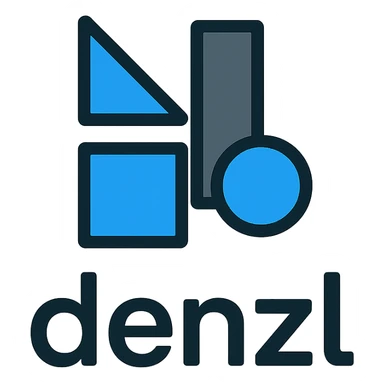 logo for 'denzl', geometric shapes, tech-inspired, simple and memorable, blue and gray tones sticker