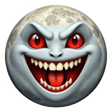 moon with vampire fangs sticker