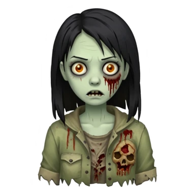 mulher zumbi cabelo liso preto sticker