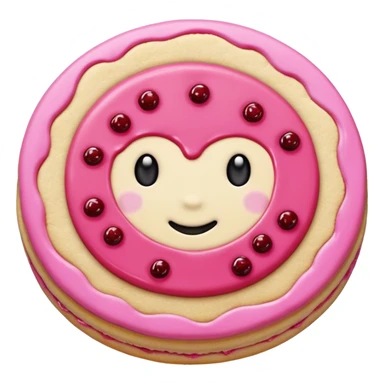 Sugar cookie with pink frosting and jam￼ sticker