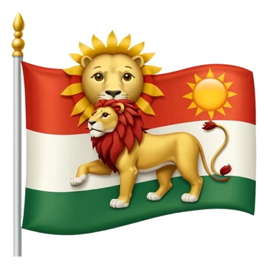 A flag with three horizontal color that upper is Green , middle is White and in down red color, in the White line is a lion and sun that sunrises from back of lion in the middle line  sticker