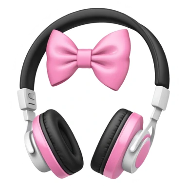 White headphones with pink bow sticker