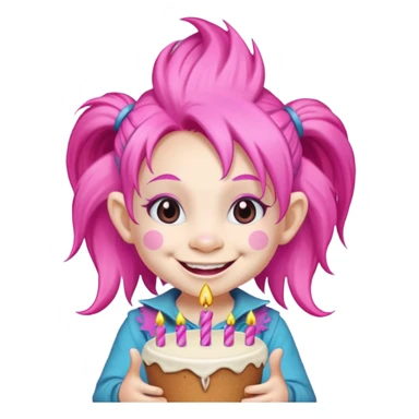 A Troll Doll say happy birthday to a girl "Ki" sticker