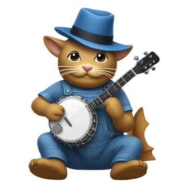 Catfish wearing overalls wearing a banjo sticker