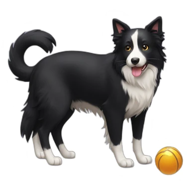 Black cat and border collie playing together sticker