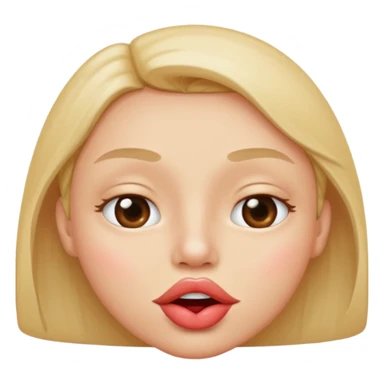 

I'd like an emoji with slightly squinty eyes, a mouth giving a tight kiss with little creases around the lips sticker