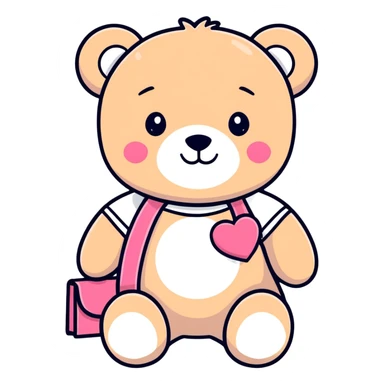 cute teddy bear with pink accessories sticker