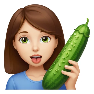I want a brown hair, blue eyes girl. Holding and licking cucumbers sticker