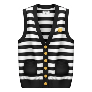 black and white stripes sleeveless cardigan sticker