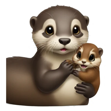 Baby otter holding baby chipmunk sticker