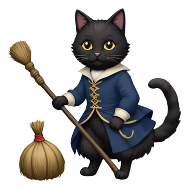 A cat on a broomstick during the french revolution  sticker