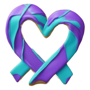 Purple teal Suicide awareness ribbon on heart cookie sticker