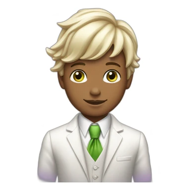 Posh-boy-with-white-suit-and-green-eyes-and-rainbow-unicorn-hat sticker