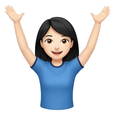 girl with black hair in short sleeves cheering yay sticker