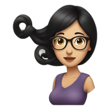 black hair glasses pregnant lady leaning over sticker