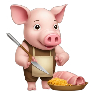 Génére moi sous forme réaliste un cochon d'inde de profil avec un pull roulé et un couteau de cuisine dans la main dans un style réaliste. sticker