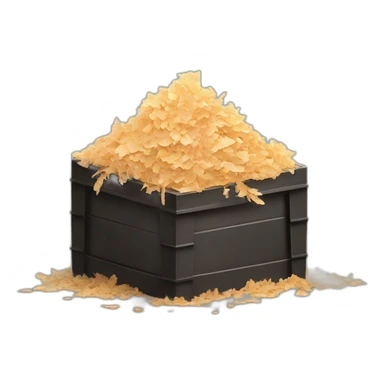 Dark cubic container filled with wood shavings sticker