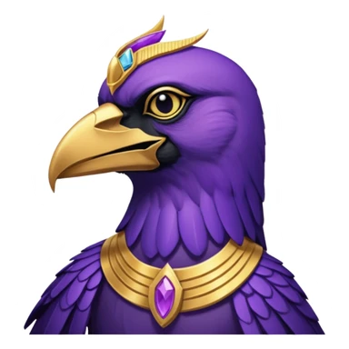 A male purple crow character inspired by the Ancient Egyptian god Sutekh/Set. Purple with gold accents and a gold Gemini emblem  sticker