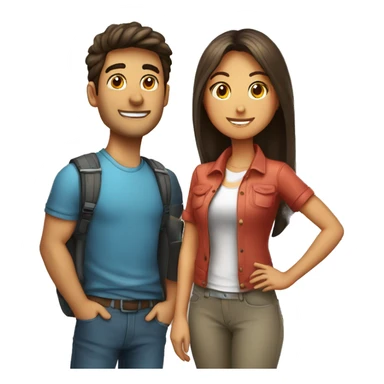 dos estudiantes chico y chica mirando al frente sticker