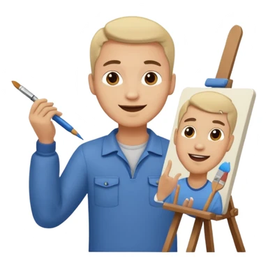 happy man painting a picture full body sticker