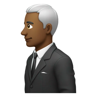 man in suit looking to the right (side view) with his hand on his forehead sticker