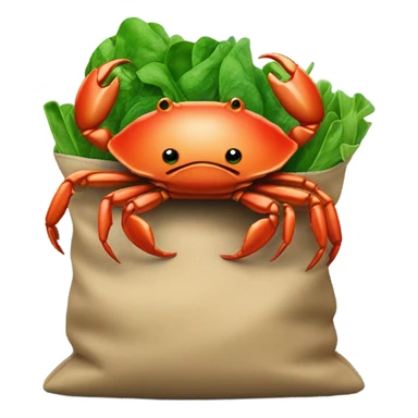 crab with a bag of green stuff sticker