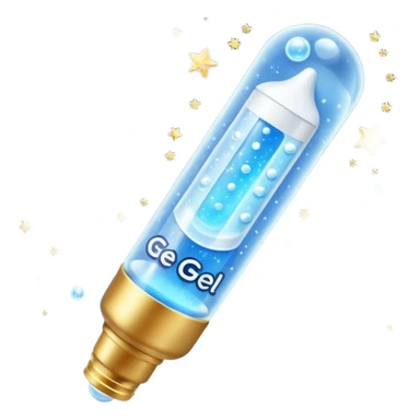 Slim blue Differin Gel tube with white cap and golden glow around the “GEL” label. Floating in a soft blue aura with tiny glowing stars and clear orbs spiraling upward. Emits a focused beam of clarity magic, like a blemish-banishing spell sealed in a sleek, futuristic wand. sticker