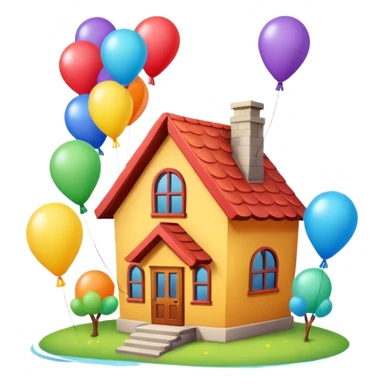 house with balloons on top sticker