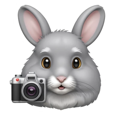 gray rabbit white camera sticker